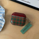 Qfdian Retro Style Grid Pattern Gloss Soft Cover Case for AirPods 4/3/2/1 Pro 2 Wireless Bluetooth Earphone Shell Good Lucky Pendant