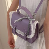 Qfdian Korean Kawaii Lace Fashion Handbags Women All Match Sweet Mini Backpacks Y2k Aesthetic Casual Simple Schoolbags Trendy Preppy
