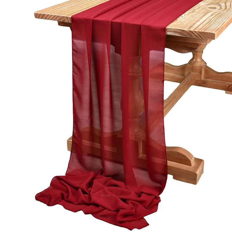 Qfdian Sage Green Chiffon Table Runner Wedding Decoration Baby Shower Birthday Parties Christmas Halloween Thanksgiving Events Supplies