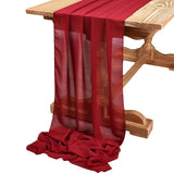 Qfdian Sage Green Chiffon Table Runner Wedding Decoration Baby Shower Birthday Parties Christmas Halloween Thanksgiving Events Supplies