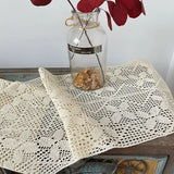 Qfdian Cream Macrame Boho Table Runner with Tufted Tassels Crochet Wedding Lace Vintage Farmhouse Dining Room Bridal Shower Decorations