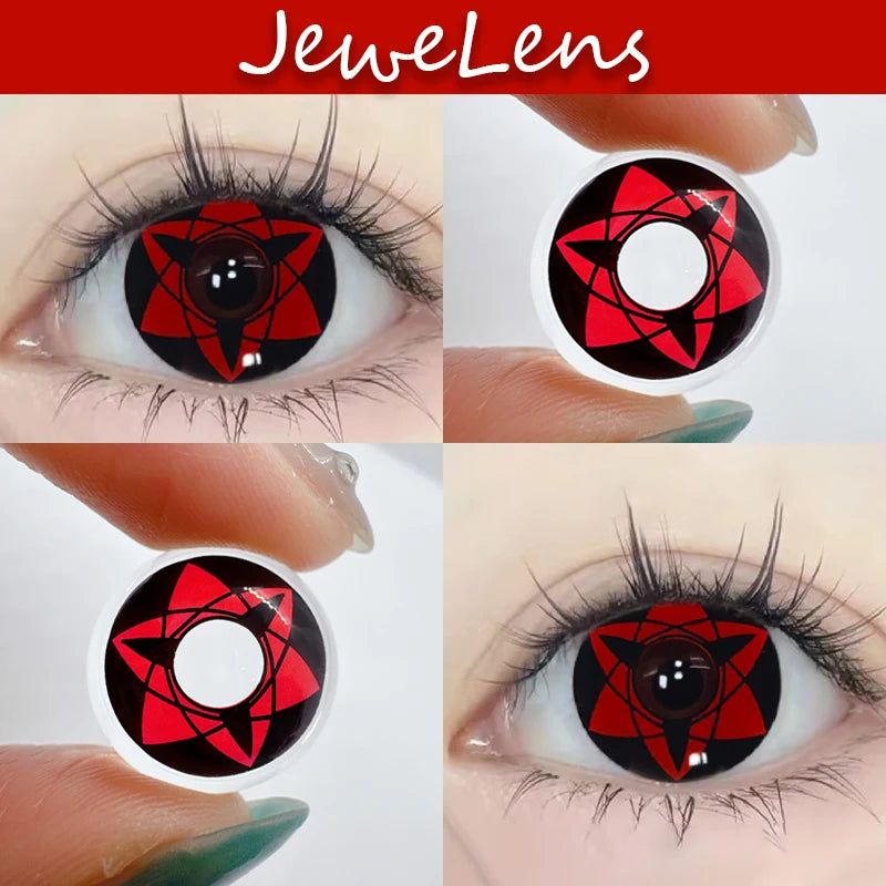 Qfdian 2Pcs/Pair Contacts Annually Red Color Contact Lenses Cosplay Halloween Eye Lenses