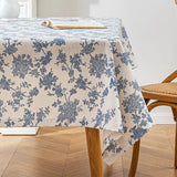 Qfdian Green Printed Pines Birds Tablecloths Rectangle Cotton Linen Table Cloth Table Cover for Kitchen Dining Tables Picnic Decoration