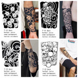 Qfdian Japanese Traditional Half Arm Herbal Juice Temporary Tattoo Stickers Sakura Leaf Lasting Art Fake Tattoo Men Women Faux Tatouage