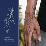 Qfdian New Lightning Hand Back Herbal Juice Tattoo Stickers Waterproof Semi-Permanent Fake Tattoo Arms Legs Lasting Men Women Tatuajes