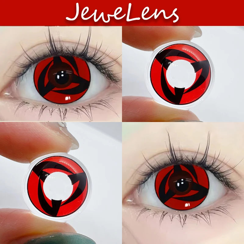 Qfdian 2Pcs/Pair Contacts Annually Red Color Contact Lenses Cosplay Halloween Eye Lenses