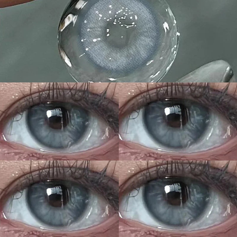 Qfdian 1pair Cosmetic Blue Green Gray Brown Color Contact Lenses Apex Iris Circle Lens 14.2mm