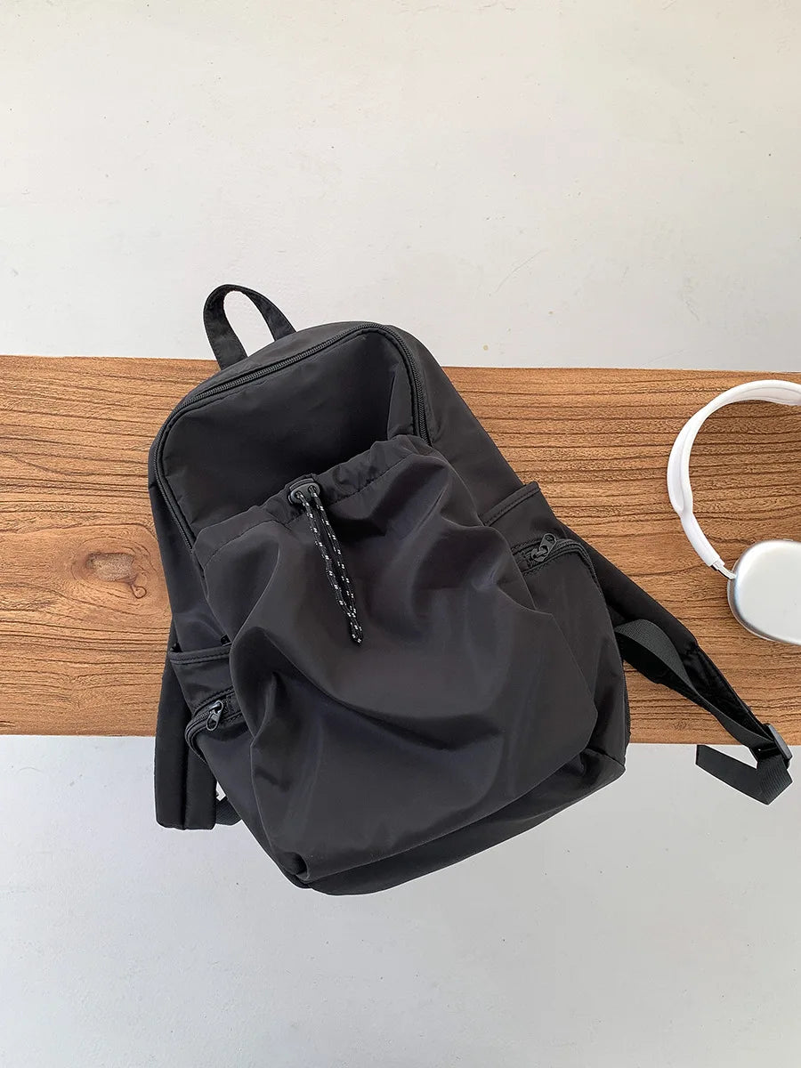 Qfdian College Students Y2k Aesthetic Vintage Backpacks High-capacity Simple Casual Women Backpack 2025 Nylon High-capacity Schoolbags