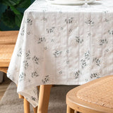 Qfdian Beige Daisy Lace Tassels Cotton Tablecloth Rectangle Table Cover for Tea Table Decorations Kitchen Living Room Wedding Party Use