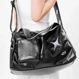 Qfdian Girls Crossbody Tote Bags Women High-capacity Grunge Y2k Aesthetic Shoulder Bag Vintage Simple Fashion Casual Handbags All Match