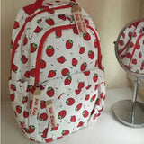 Qfdian High-capacity Women All Match Backpack Kawaii Cute Strawberry Print Students Schoolbags   Harajuku Sweet Chic Backpacks