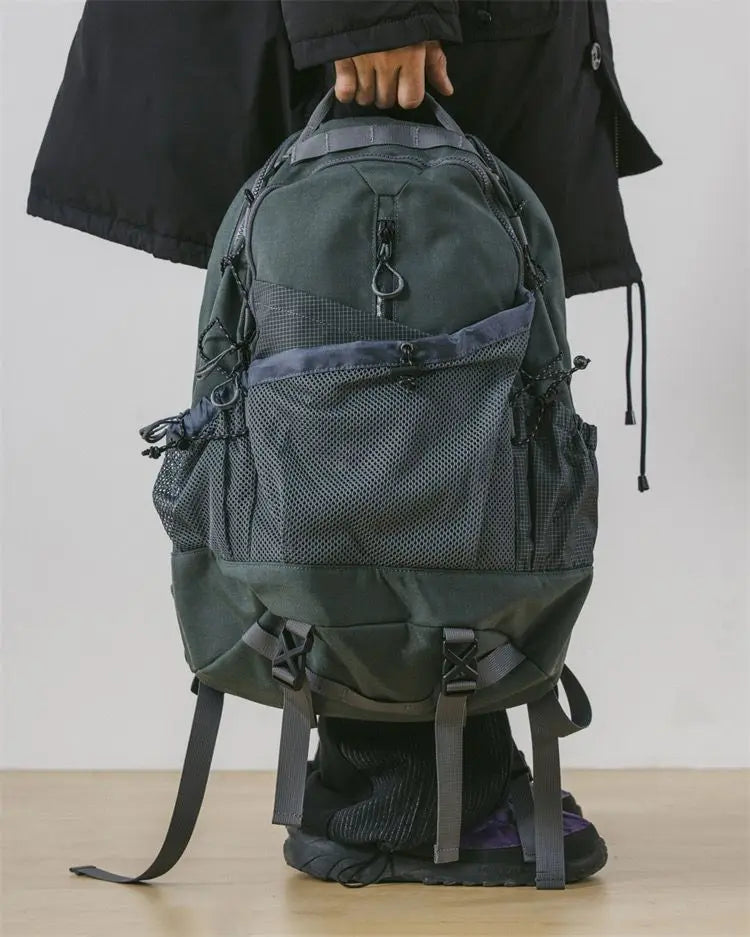 Qfdian High-capacity Casual Grunge Men Backpack Vintage Y2k Aesthetic Streetwear Backpacks Casual All Match Trendy Drawstring Rucksacks