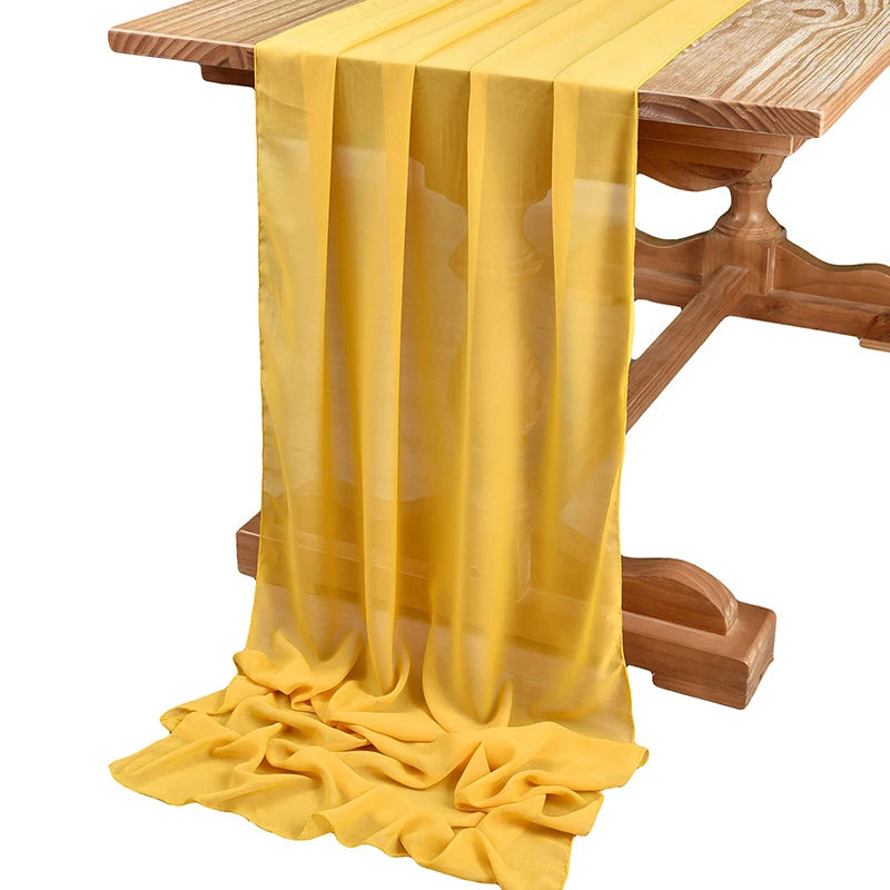 Qfdian Sage Green Chiffon Table Runner Wedding Decoration Baby Shower Birthday Parties Christmas Halloween Thanksgiving Events Supplies