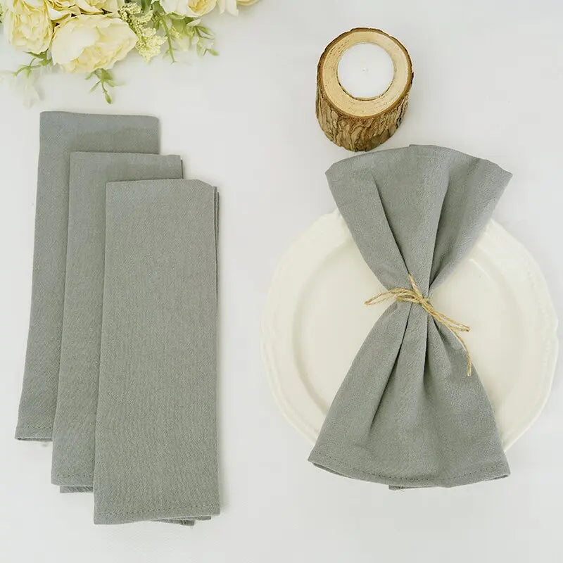Qfdian 10PC Cloth Napkins Dark Green 30X45cm Thanksgiving Cotton Dinner Napkin for Wedding Party Baby Shower Christmas Table Decoration