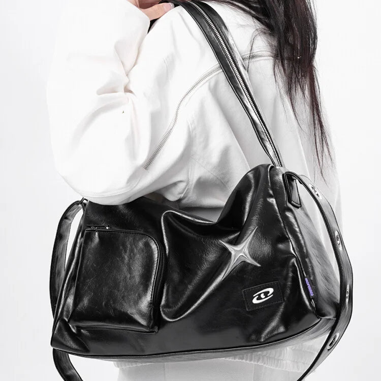 Qfdian Girls Crossbody Tote Bags Women High-capacity Grunge Y2k Aesthetic Shoulder Bag Vintage Simple Fashion Casual Handbags All Match