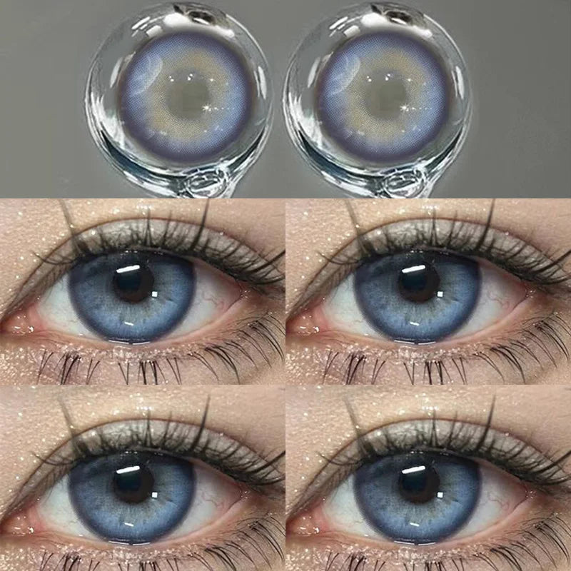 Qfdian 1pair Cosmetic Blue Green Gray Brown Color Contact Lenses Apex Iris Circle Lens 14.2mm