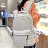 Qfdian Waterproof Teenage Bookbag Nylon Rucksack Fashion Girl Backpack Women Shoulder Bag High School Schoolbag Black