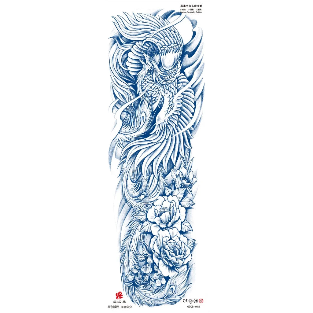 Qfdian Full Leg Arm Temporary Herbal Juice Ink Tattoo Stickers Lasting  15 Days Waterproof Tattoo  Animal  Tattoo Stickers for Men Boys