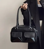 Qfdian Vintage Tender Preppy Girls Shoulder Bags Streetwear Fashion All Match Handbags Women Casual Solid Underarm Bag Y2k Aesthetic