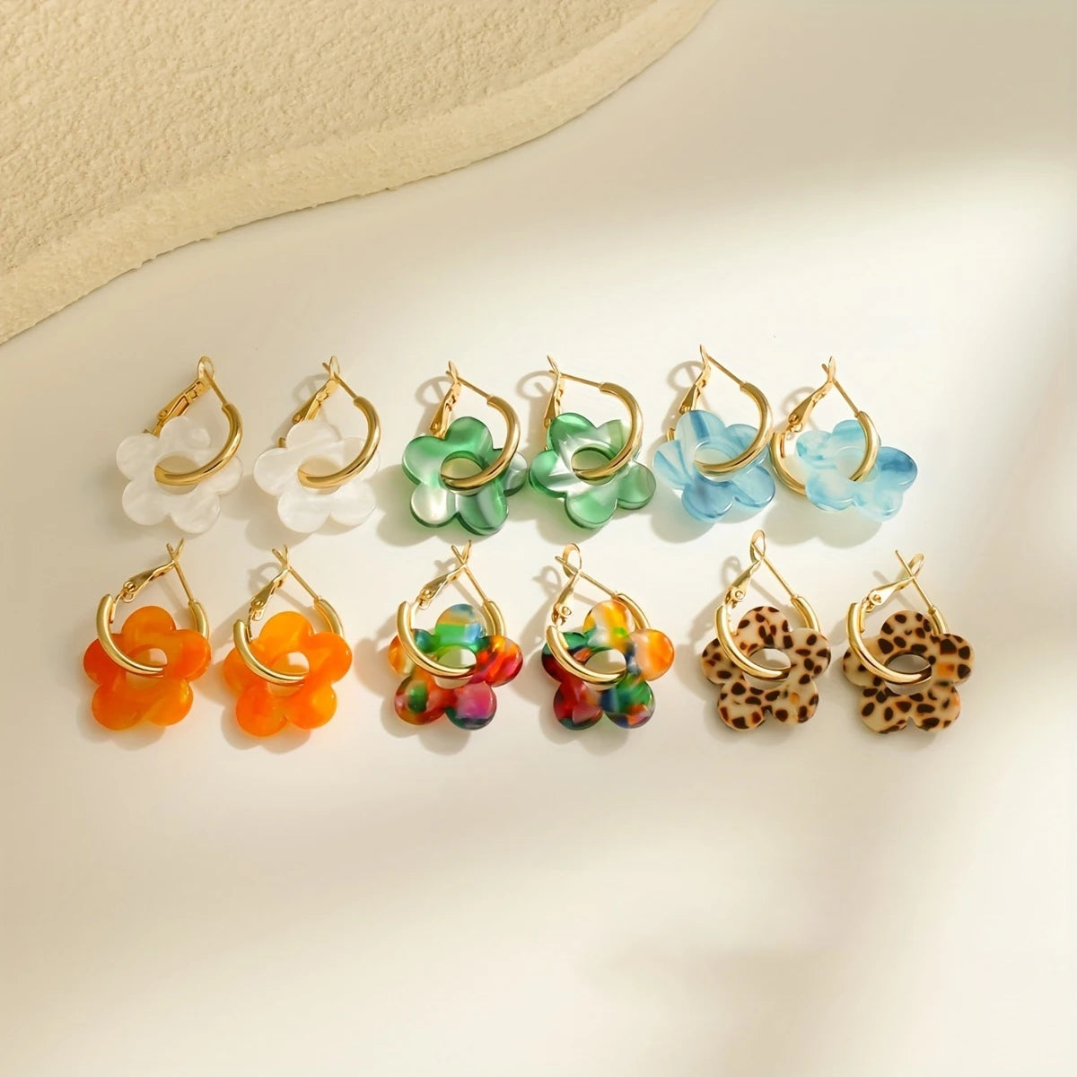 Qfdian Minimalist Acrylic Hollow Floral Earrings Unique Versatile Women Gift Accessories