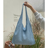 Qfdian Women Handbag Summer Hollow-out Bead Tote Bag Bucket Shoulder Bag Female Reticulate Netted Canvas Beach Handbag