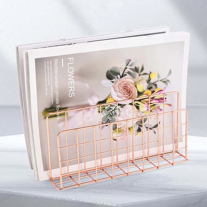 Qfdian Ins Minimalist Iron Desktop Storage Rack Organizer Table Organizing Rack Document Book Rack Desk Multi-functional Storage Rack