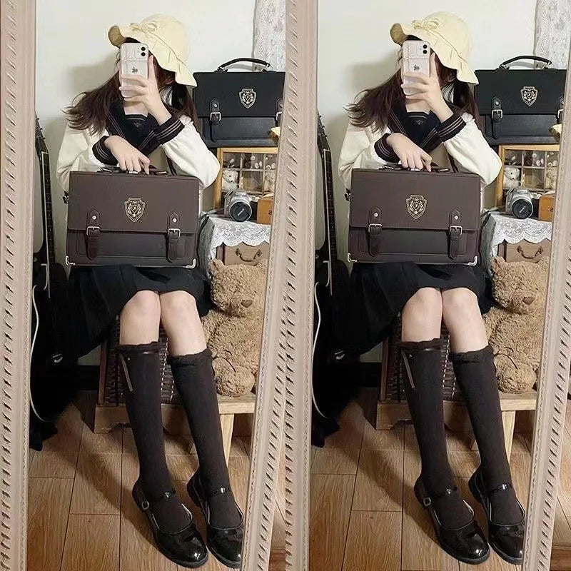 Qfdian Preppy JK Y2k Aesthetic Fashion Casual Women Handbags All Match Girls School Backpacks Korean Simple Shoulder Crossbody Bags