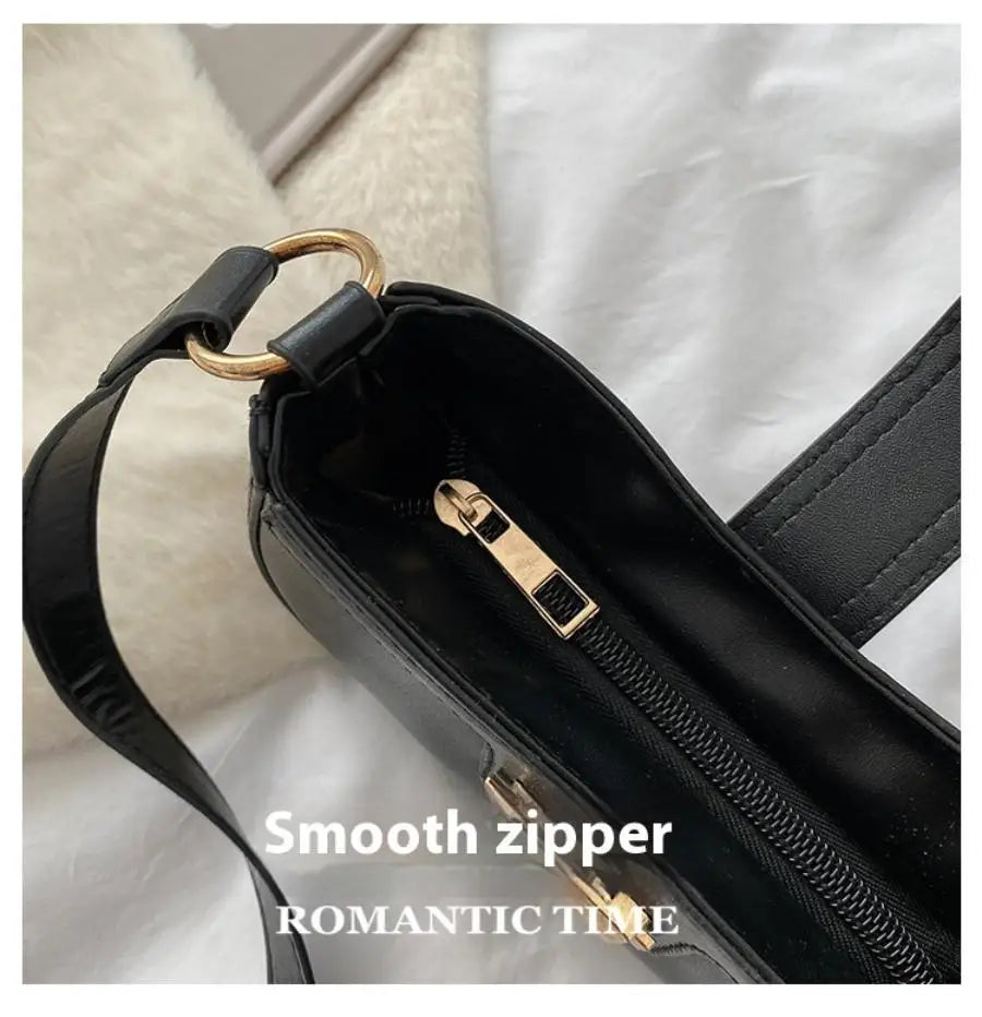 Qfdian Retro PU Leather Women's Crossbody Bag Korean Style Versatile Single Shoulder Underarm Bag