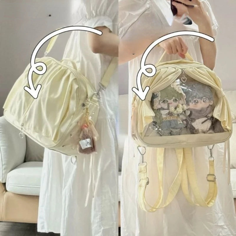 Qfdian Transparent Kawaii Zipper Pleats Women's Handbags All Match Casual Crossbody Bag Y2k Aesthetic Trendy Shoulder Bags Fashion Chic