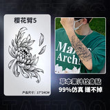 Qfdian Japanese Traditional Half Arm Herbal Juice Temporary Tattoo Stickers Sakura Leaf Lasting Art Fake Tattoo Men Women Faux Tatouage