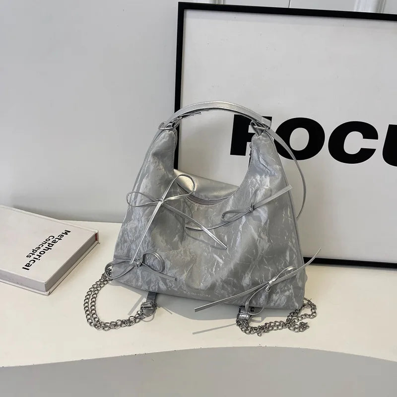 Qfdian Fashion Korean version bow single shoulder bag, female niche design, versatile casual bag, tote bag