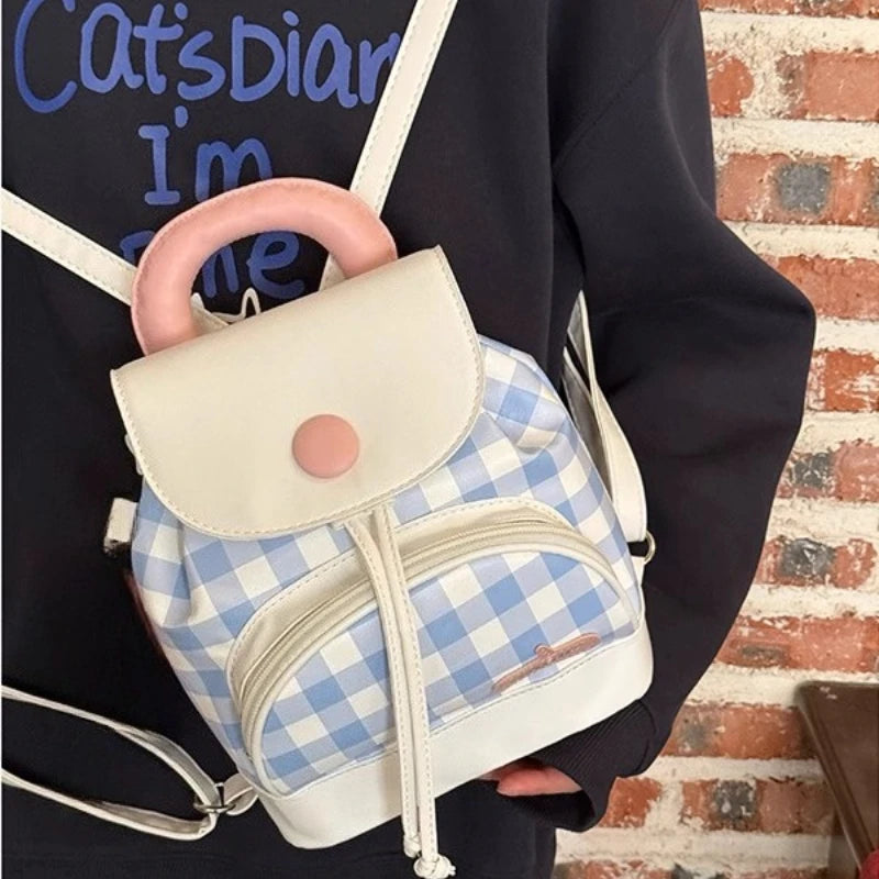 Qfdian Y2k Aesthetic Mini All Match Backpacks Contrast Color Plaid Fashion Casual Preppy Schoolbags Japanese Kawaii Chic Bags for Women