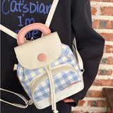 Qfdian Y2k Aesthetic Mini All Match Backpacks Contrast Color Plaid Fashion Casual Preppy Schoolbags Japanese Kawaii Chic Bags for Women