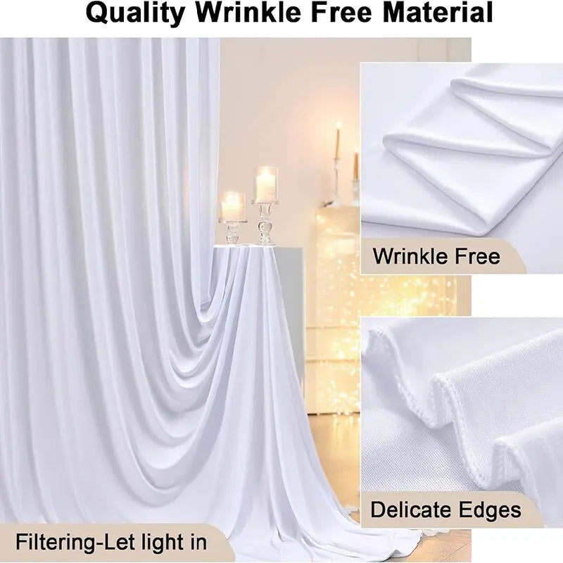 Qfdian White Backdrop Curtain Wedding Wrinkle Free Drapes for Baby Shower Bridal Birthday Party Photo Photography Background Decoration