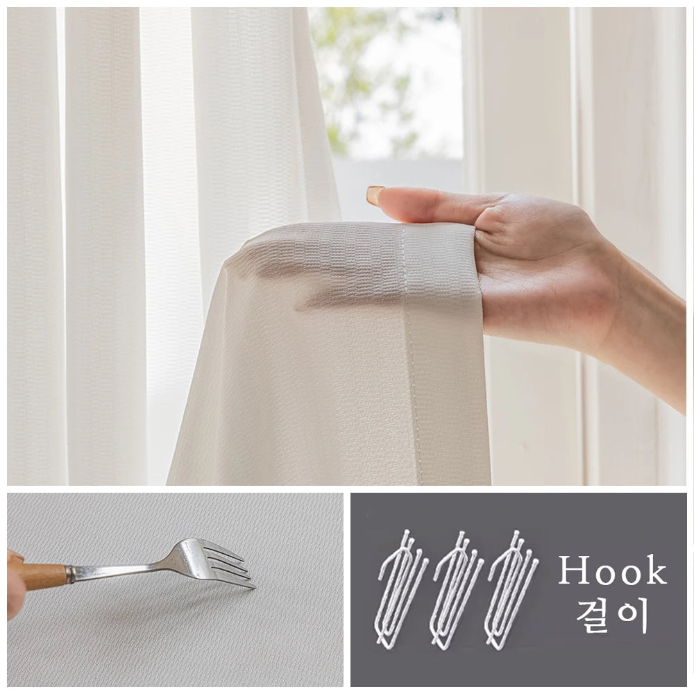 Qfdian Window Curtain Chiffon Partition Tulle for Living Room Bedroom Houses decor Waterproof Uv protection Curtain Hook