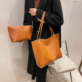 Qfdian Large Capacity Shoulder Bag Trendy Pu Leather Tote Bags Solid Color Ladies Handbag Women's Fashion Underarm bags