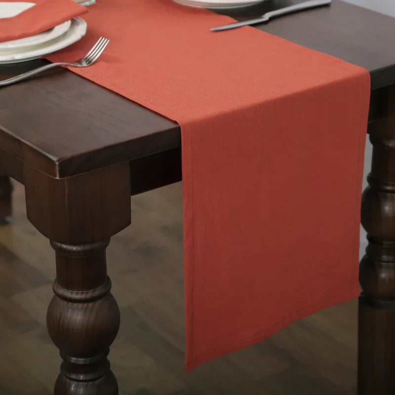 Qfdian 100% Cotton Ruffle White Table Runners for Rustic Wedding Decoration Baby Shower Birthday Party Living Room Kitchen Dinner Decor