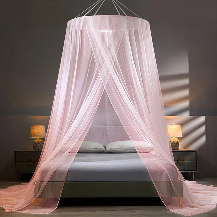 Qfdian Domed mosquito net pink girl Canopy over the bed foldable Mosquito net door baby crib anti-mosquito