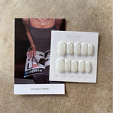 Qfdian 10pcs Handmade French Tip Press On Nails White Simple Style for Daily Life False Fake Nails Short Coffin Finished Fingernails