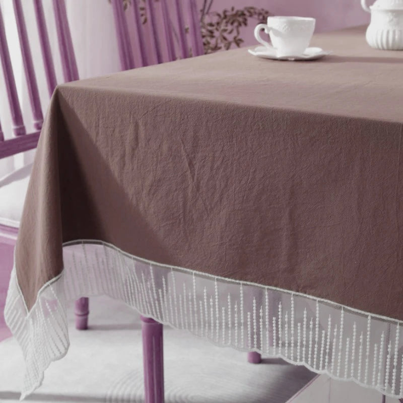 Qfdian White Lace Tablecloth French Style Meteor Shower Coffee Table Dressing Table Cover Cloth for Wedding Party Christmas Decorations