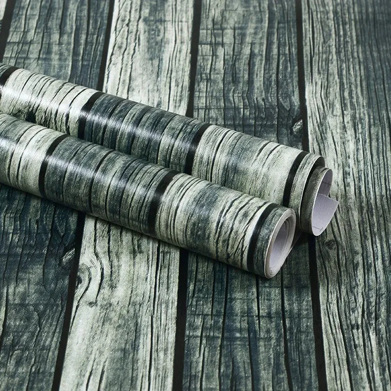 Qfdian 40CM X 1M Thickened Anti Fouling Waterproof Wood Grain Self-adhesive PVC Modern Furniture Decorative Wallpaper
