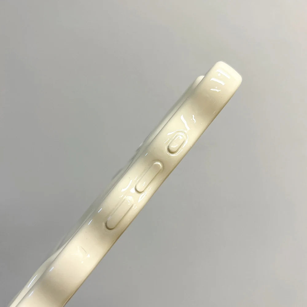 Qfdian Solid Color Gloss 3D Wave Texture Phone Case for iPhone 16 15 14 13 16 Pro Max Soft Silicone Shockproof Protection Coque Cover