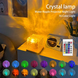Qfdian Dynamic Rotating Water Ripple Projector Night Light 3/16 Colors Flame Crystal Lamp for Living Room Study Bedroom Rotating Light