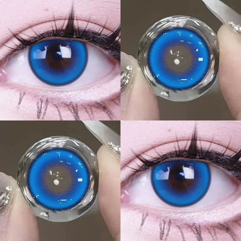 Qfdian Cosplay Myopia Color Contact Lenses Anime Orange Yellow Pupil 6months 1pair Halloween Cute Eye Lenses 14.2mm