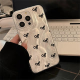 Qfdian Ins Korean Mini Bow knot Laser Silver Phone Case For iPhone 11 13 14 15 16 Pro Max Cases iPhone 7 8 Plus XS XR Phone Cover