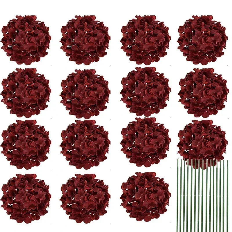 Qfdian Silk Hydrangea Flowers 54 Petals Artificial Hydrangeas with Stem for Flower Arrangement Table Decor Wedding Home Decoration