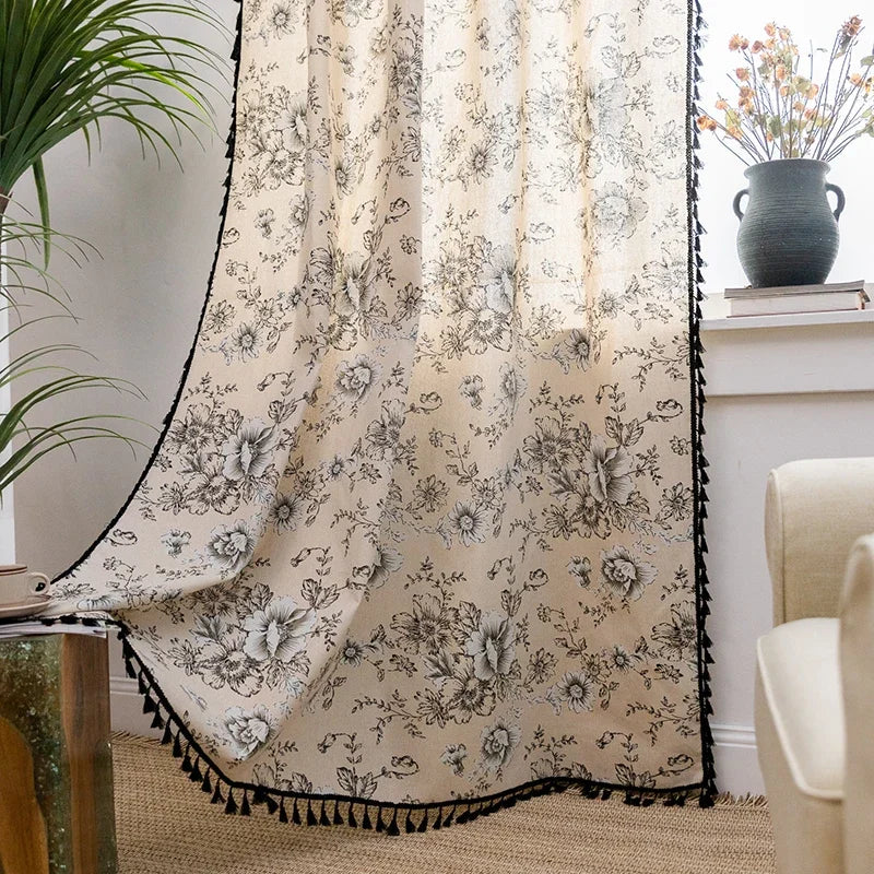Qfdian Blue Floral Curtain Printing Window Curtains for Light Blocking Drapes Rod Pocket Bedrooms Living Room Bathroom Boho Decorations