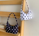 Qfdian Nylon Casual All Match Fashion Dot Shoulder Bags Women Y2k Aesthetic Simple Underarm Bag Vintage Office Lady Purses and Handbags