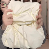Qfdian Korean Sweet Girls Chic Backpack Fashion Preppy All Match Students Schoolbags Women Casual Pleated Nylon Backpacks Y2k Aesthetic