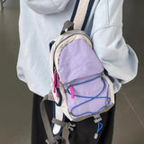 Qfdian Patchwork Contrast Color Fashion Backpacks Trendy All Match Travel Casual Backpack 2025 New Women Sweet Y2k Aesthetic Schoolbags